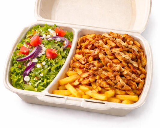 Dönerteller mit Fleisch, Pommes & Salat